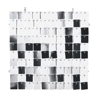 Panel cekinowy, kwadraty, srebrny, 30x30 cm