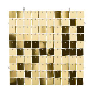 Panel cekinowy, kwadraty, zimny złoty, 30×30 cm