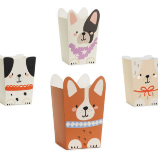 Pudełka na popcorn Pieski, 8,7x8,7 cm, mix (1 op. / 6 szt.)