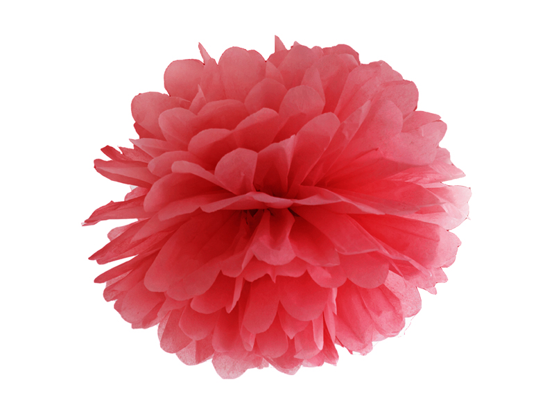 Pompon bibułowy, czerwony, 25cm