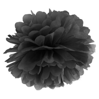 Pompon bibułowy, czarny, 25cm