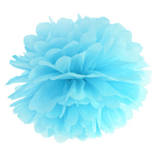 Pompon bibułowy, błękit, 25cm