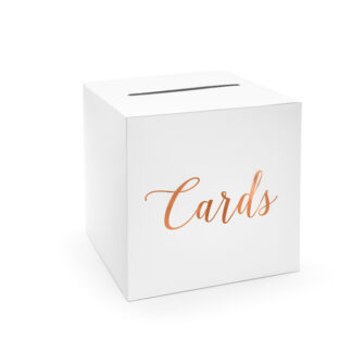 Pudełko na koperty – Cards, różowe złoto, 24x24x24cm