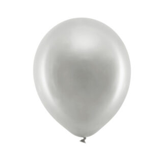 Balony Rainbow 23cm metalizowane, srebrny (1 op. / 100 szt.)