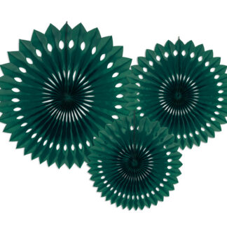 Rozety dekoracyjne, ciemny zielony, 20-30cm (1 op. / 3 szt.)