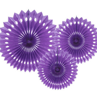 Rozety dekoracyjne, fiolet, 20-30cm (1 op. / 3 szt.)