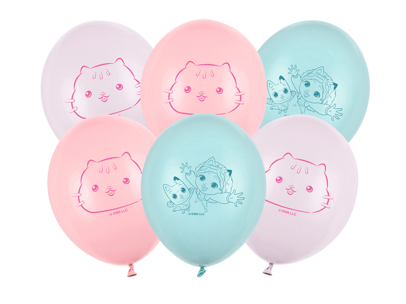 Balony Strong 27 cm, Koci Domek Gabi, mix (1 op. / 6 szt.)