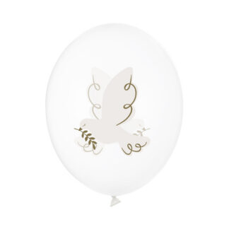 Balony 30 cm, Gołąb, Crystal Clear (1 op. / 6 szt.)