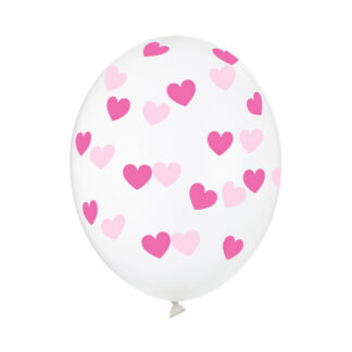 Balony 30cm, Serduszka, Crystal Clear (1 op. / 50 szt.)