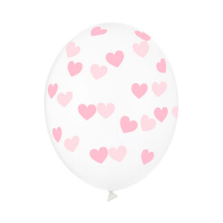 Balony 30cm, Serduszka, Crystal Clear (1 op. / 50 szt.)