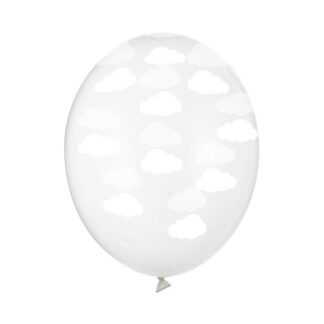 Balony 30cm, Chmurki, Crystal Clear (1 op. / 50 szt.)