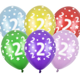 Balony 30cm, 2nd Birthday, Metallic Mix (1 op. / 50 szt.)