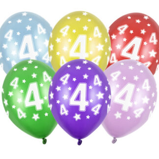 Balony 30cm, 4th Birthday, Metallic Mix (1 op. / 50 szt.)