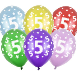 Balony 30cm, 5th Birthday, Metallic Mix (1 op. / 6 szt.)