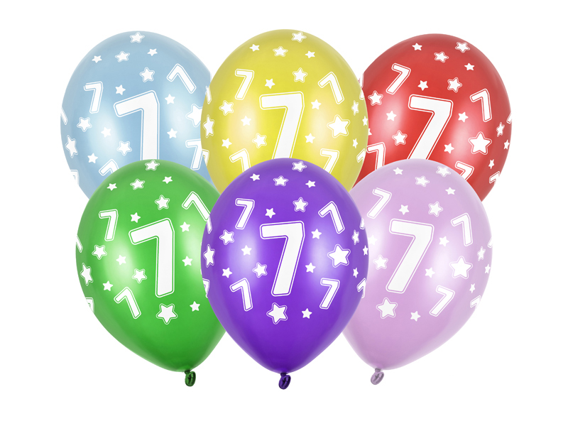 Balony 30cm, 7th Birthday, Metallic Mix (1 op. / 50 szt.)
