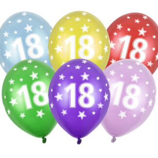 Balony 30cm, 18th Birthday, Metallic Mix (1 op. / 6 szt.)