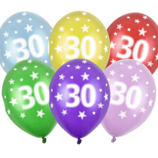 Balony 30cm, 30th Birthday, Metallic Mix (1 op. / 50 szt.)