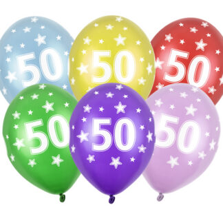 Balony 30cm, 50th Birthday, Metallic Mix (1 op. / 6 szt.)