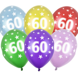 Balony 30cm, 60th Birthday, Metallic Mix (1 op. / 6 szt.)