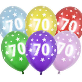 Balony 30cm, 70th Birthday, Metallic Mix (1 op. / 6 szt.)