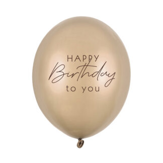 Balony 30 cm, Happy Birthday, Metallic Cold Gold (1 op. / 50 szt.)
