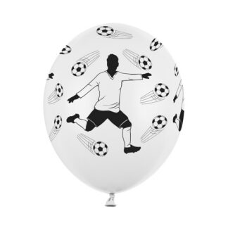 Balony 30cm, Piłkarz i piłki, Pastel White (1 op. / 6 szt.)