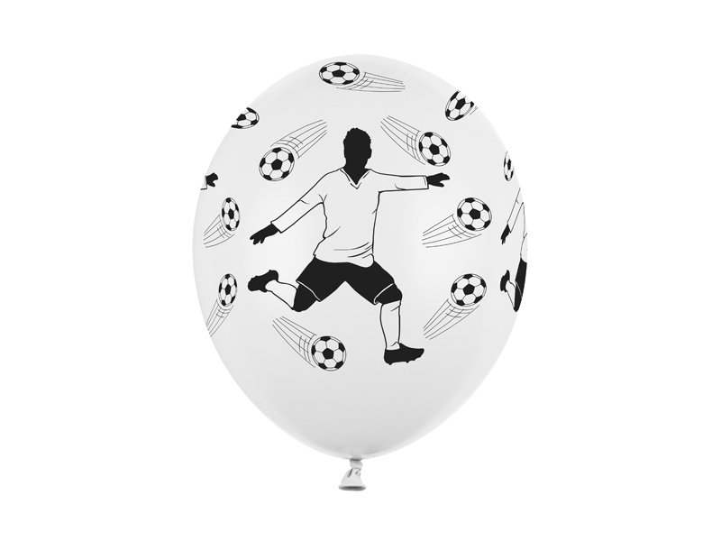 Balony 30cm, Piłkarz i piłki, Pastel White (1 op. / 6 szt.)