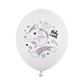 Balony 30cm, Jednorożec, Pastel Pure White (1 op. / 6 szt.)