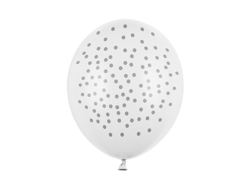 Balony 30cm, Kropki, Pastel Pure White (1 op. / 50 szt.)