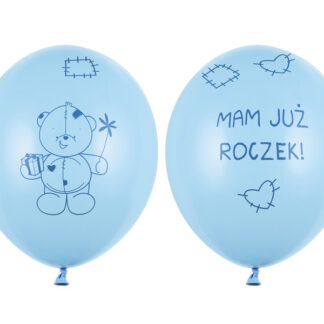 Balony 30cm Miś - mam już..., P. Baby Blue (1 op. / 6 szt.)