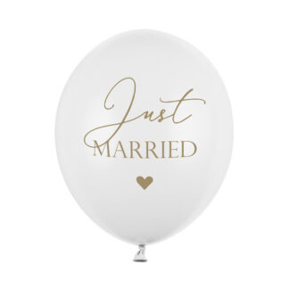Balony 30cm, Just Married, P. Pure White (1 op. / 50 szt.)