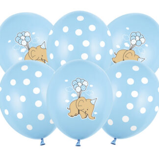 Balony 30cm, Słonik, Pastel Baby Blue Mix (1 op. / 6 szt.)