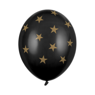 Balony 30cm, Gwiazdki, Pastel Black (1 op. / 6 szt.)