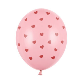 Balony 30 cm, Serca, Pastel Baby Pink (1 op. / 6 szt.)