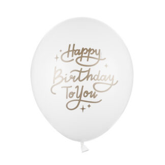 Balony 30 cm, Happy Birthday To You, Pastel Pure White (1 op. / 50 szt.)