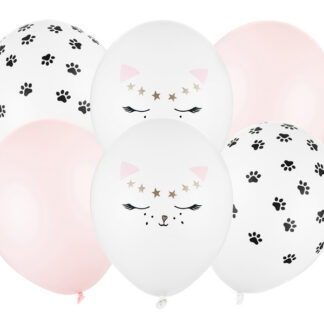 Balony 30cm, Kotek, mix (1 op. / 6 szt.)