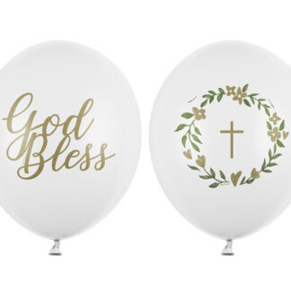 Balony 30 cm, God Bless, Pastel Pure White (1 op. / 50 szt.)