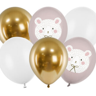 Balony 30 cm, Miś polarny, mix (1 op. / 6 szt.)