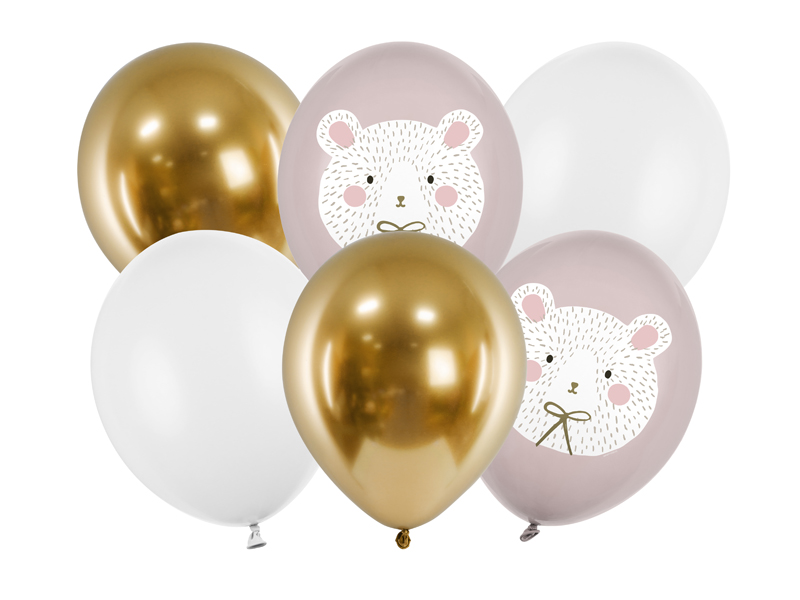 Balony 30 cm, Miś polarny, mix (1 op. / 6 szt.)