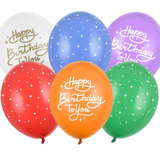 Balony 30 cm, Happy Birthday To You, mix (1 op. / 6 szt.)
