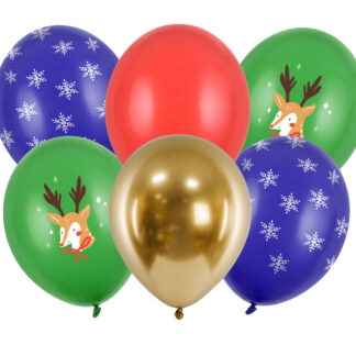 Balony 30 cm Merry Christmas, mix (1 op. / 6 szt.)