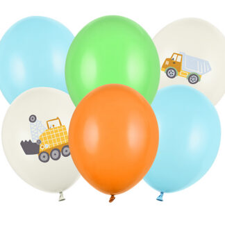 Balony 30 cm, Pojazdy budowlane, Pastel Light Cream (1 op. / 6 szt.)