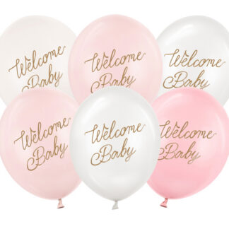 Balony 30 cm, Welcome Baby, mix różowy (1 op. / 6 szt.)