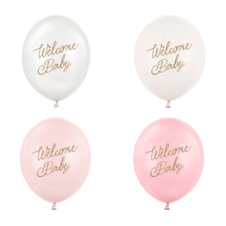 Balony 30 cm, Welcome Baby, mix różowy (1 op. / 50 szt.)