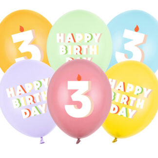Balony 30 cm, 3, mix (1 op. / 6 szt.)