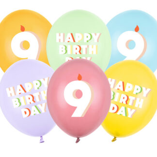 Balony 30 cm, 9, mix (1 op. / 6 szt.)