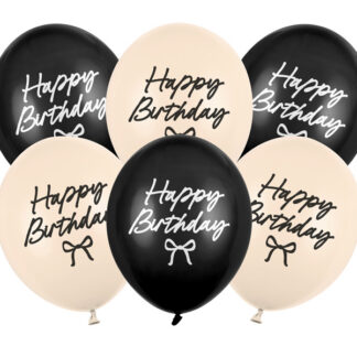 Balony Strong Happy Birthday Kokardki, 30 cm, mix (1 op. / 6 szt.)