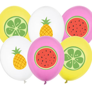 Balony 30 cm, Owoce, mix (1 op. / 6 szt.)