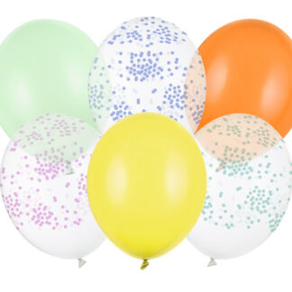 Balony 30 cm, Konfetti, mix (1 op. / 6 szt.)