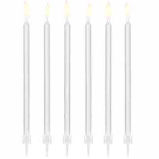 Świeczki urodzinowe gładkie, biały, 14cm (1 op. / 12 szt.)